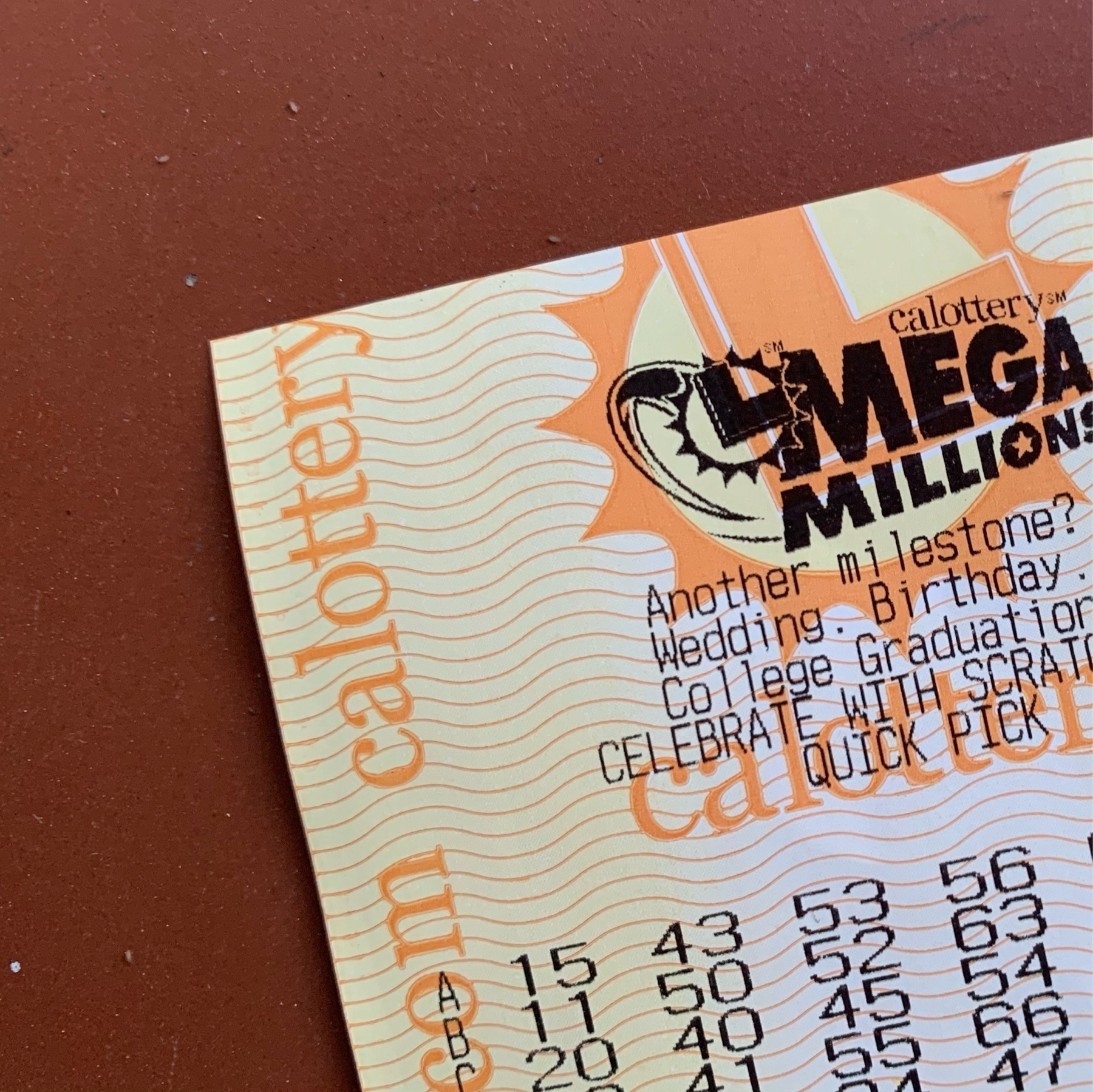 A winning Mega Millions lottery ticket